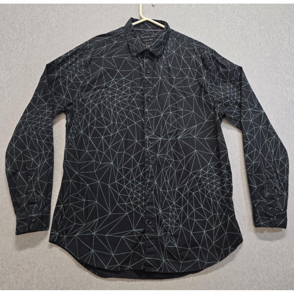 Brooklyn Calling NYC Mens Button Front Shirt Down Long Sleeves 100 % Cotton XL